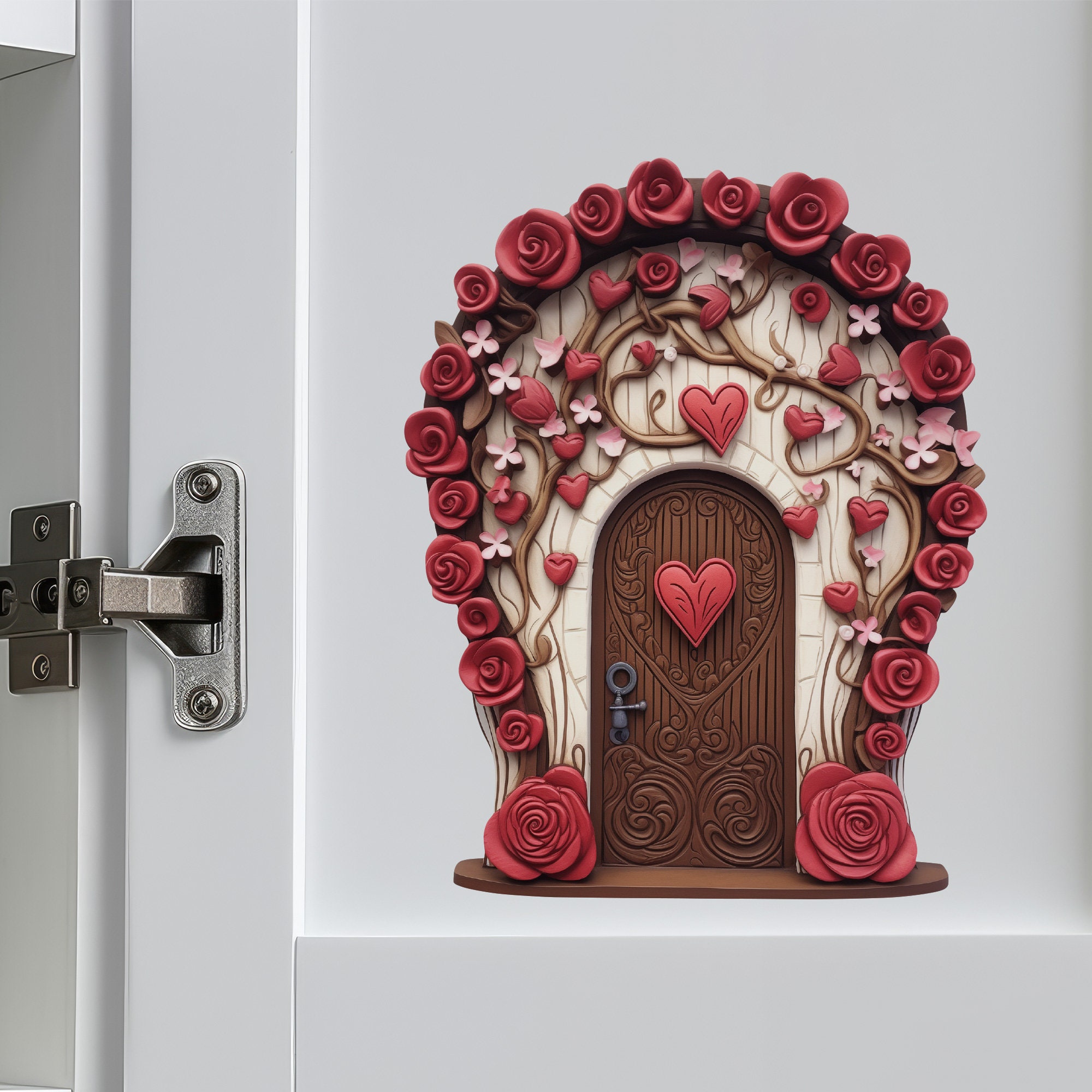 Romantic Roses Valentine's Day House - Fairy Door 3D Wall Sticker - Etsy