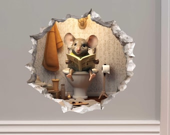 Toilet Mouse Hole Decal by Wallington Mice
