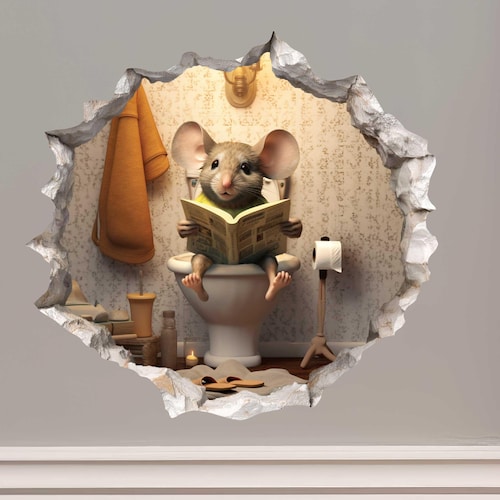Toilet Mouse Hole Decal by Wallington Mice