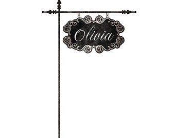 Personalized Garden Name Sign Wall Sticker for Girls Room (stk1033)