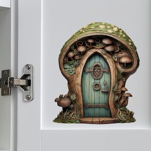 Green Mushroom Fairy Door Decal - Etsy