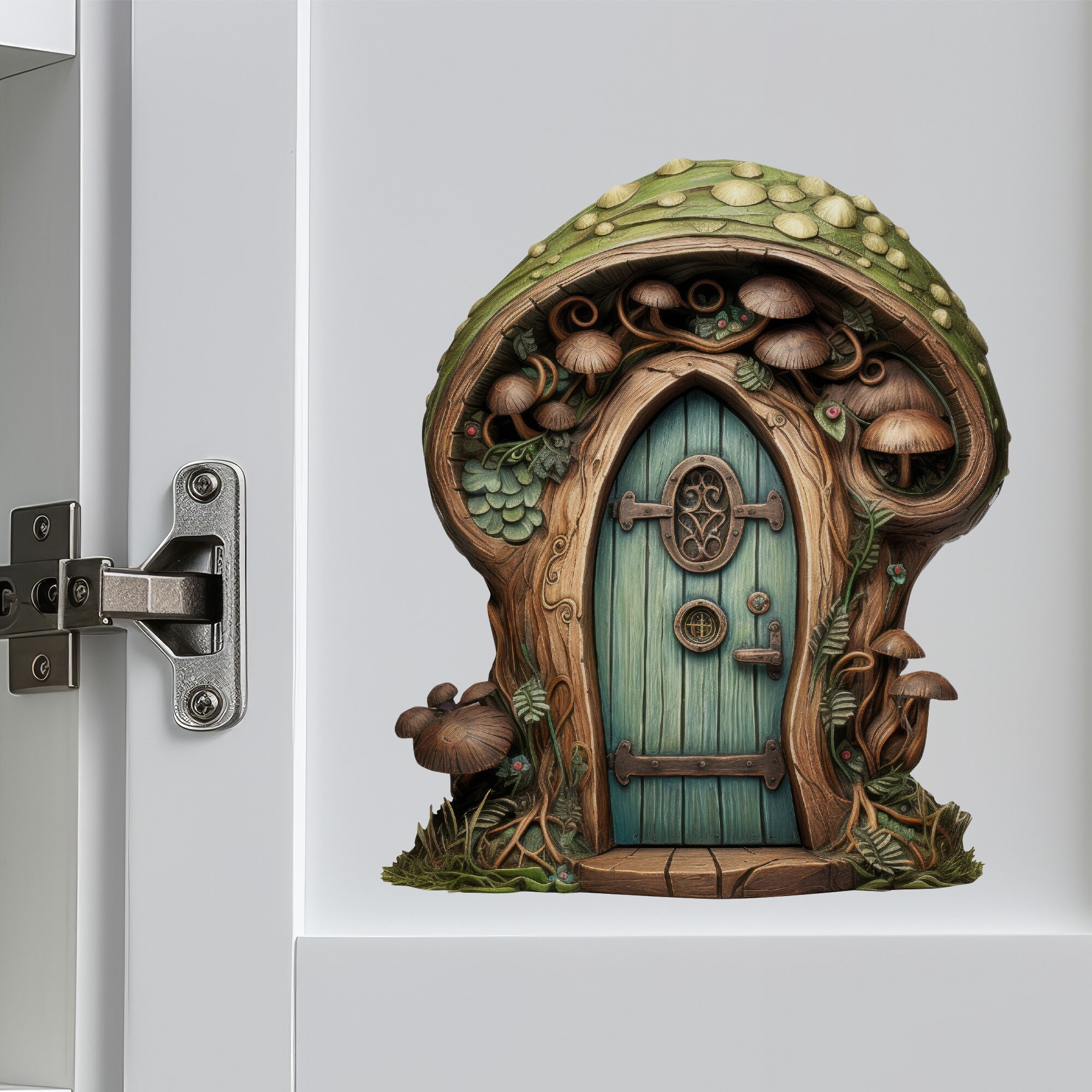 Green Mushroom Fairy Door Decal - Etsy