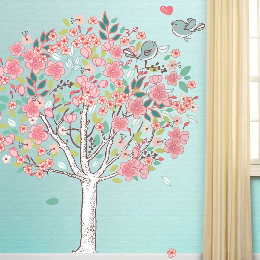 Spring Love Flowering Tree Wall Sticker Decal stk1017 Etsy