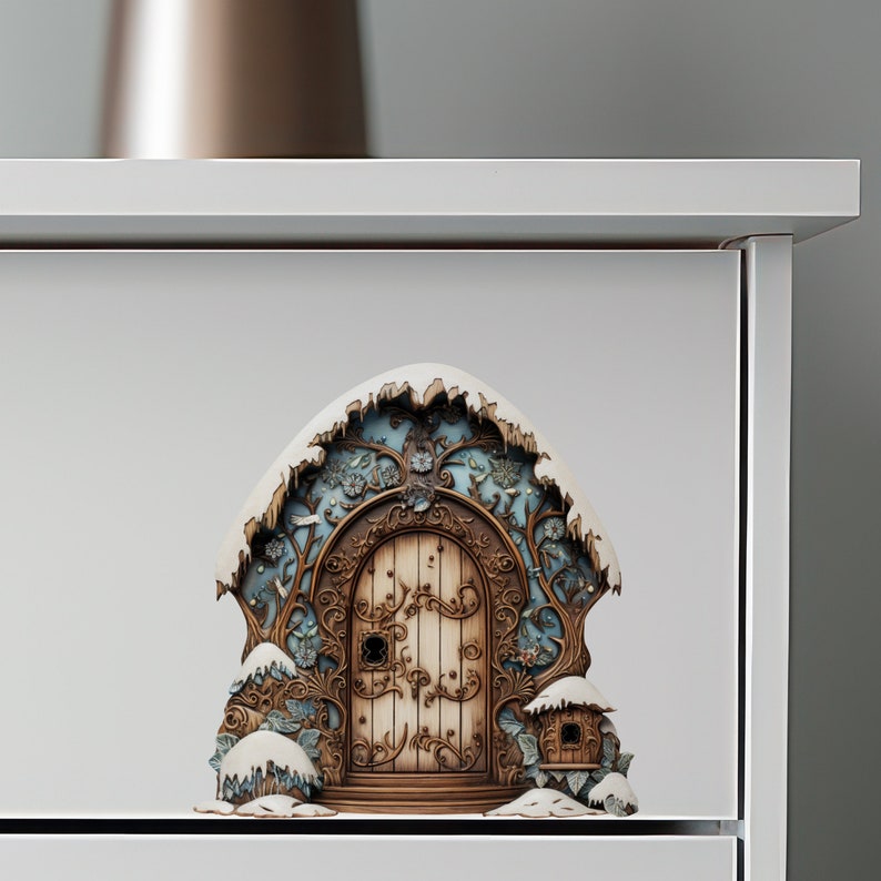 Snowy Cottage Fairy Door Decal - Etsy