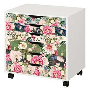 Flower Patchwork Decal Set for IKEA Alex Drawer Units (Furniture NOT Included)