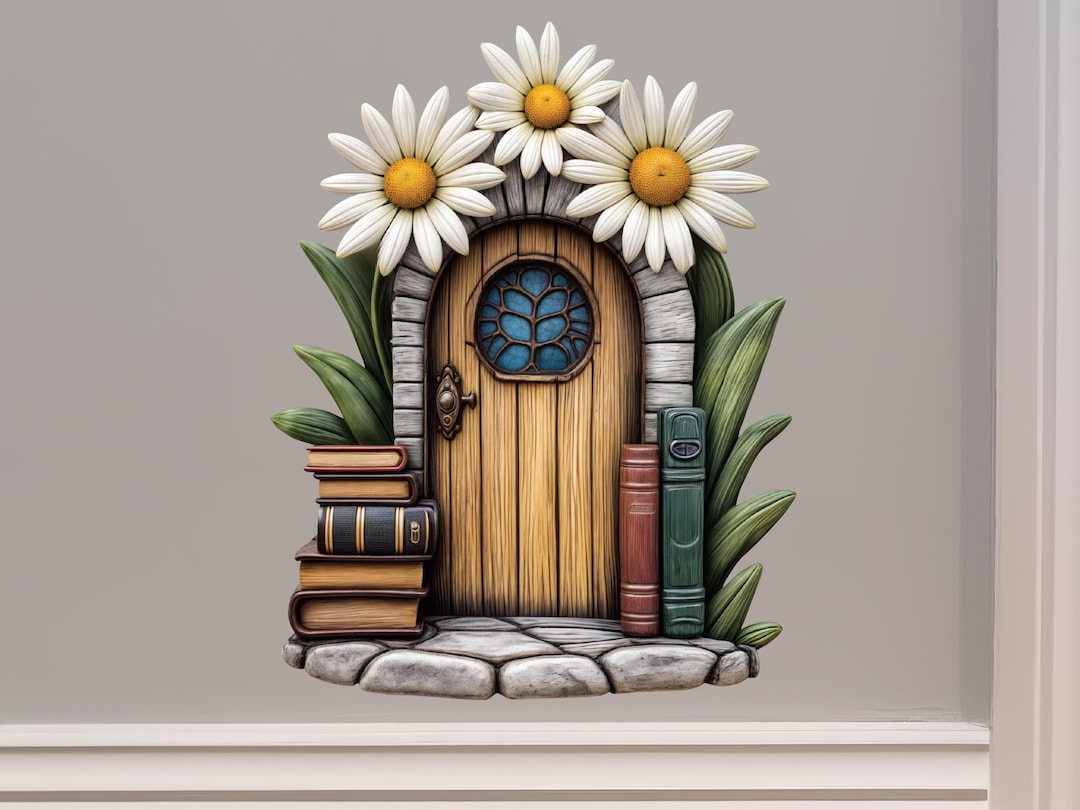 Daisy Book Lover Fairy Door Decal - Etsy