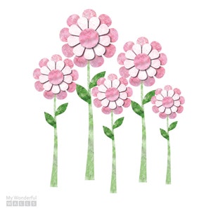 Large Daisy Wall Decals - Set of 5 Flower Wall Stickers  (113-stick-17)