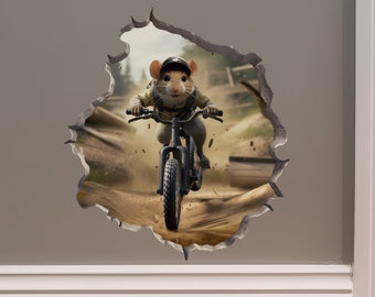 Mountain Biking Mouse Hole Decal by Wallington Mice