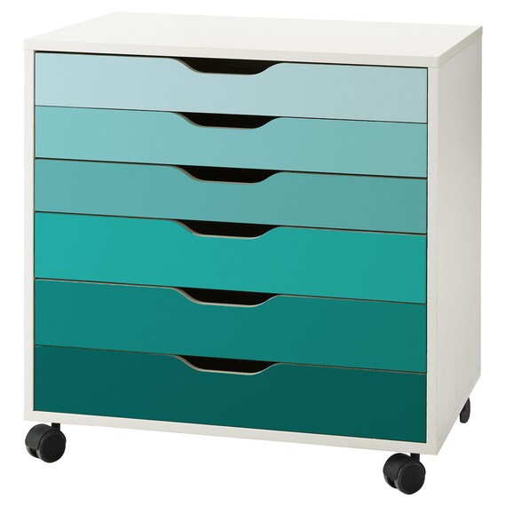 Turquoise Ombre Pattern Decal Set For Ikea Alex Drawer Unit Etsy
