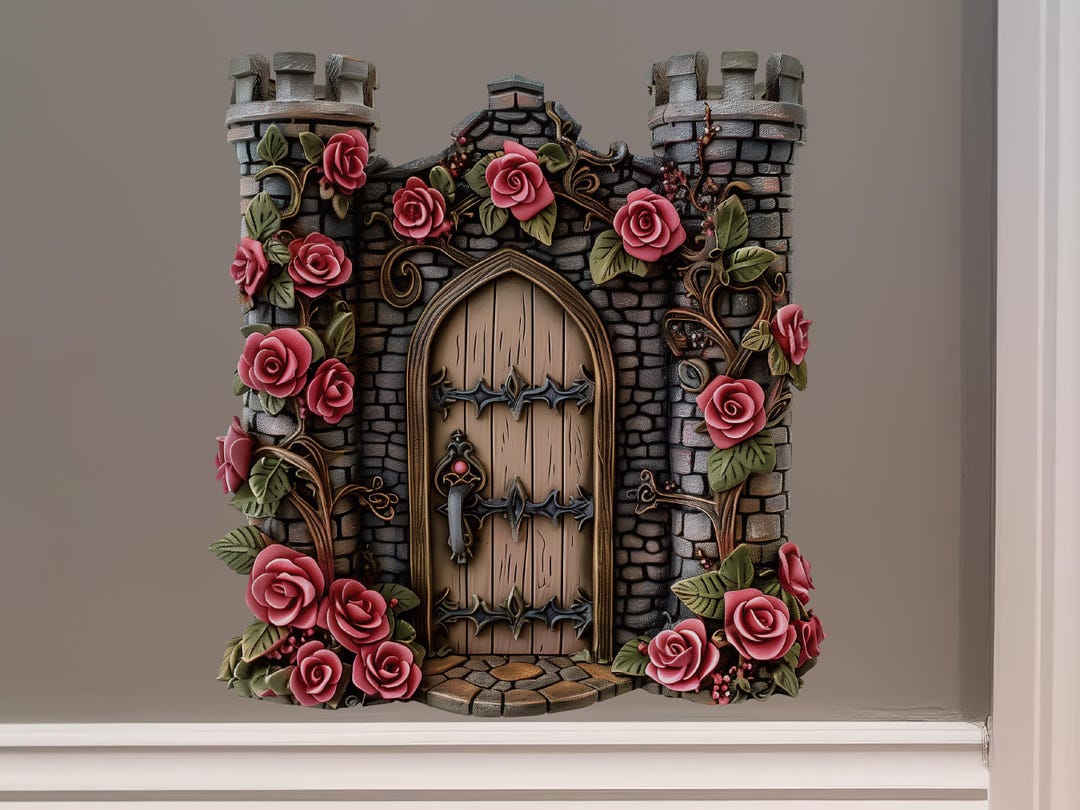 Rose Castle Fairy Door - Fairy Door Wall Sticker - Etsy