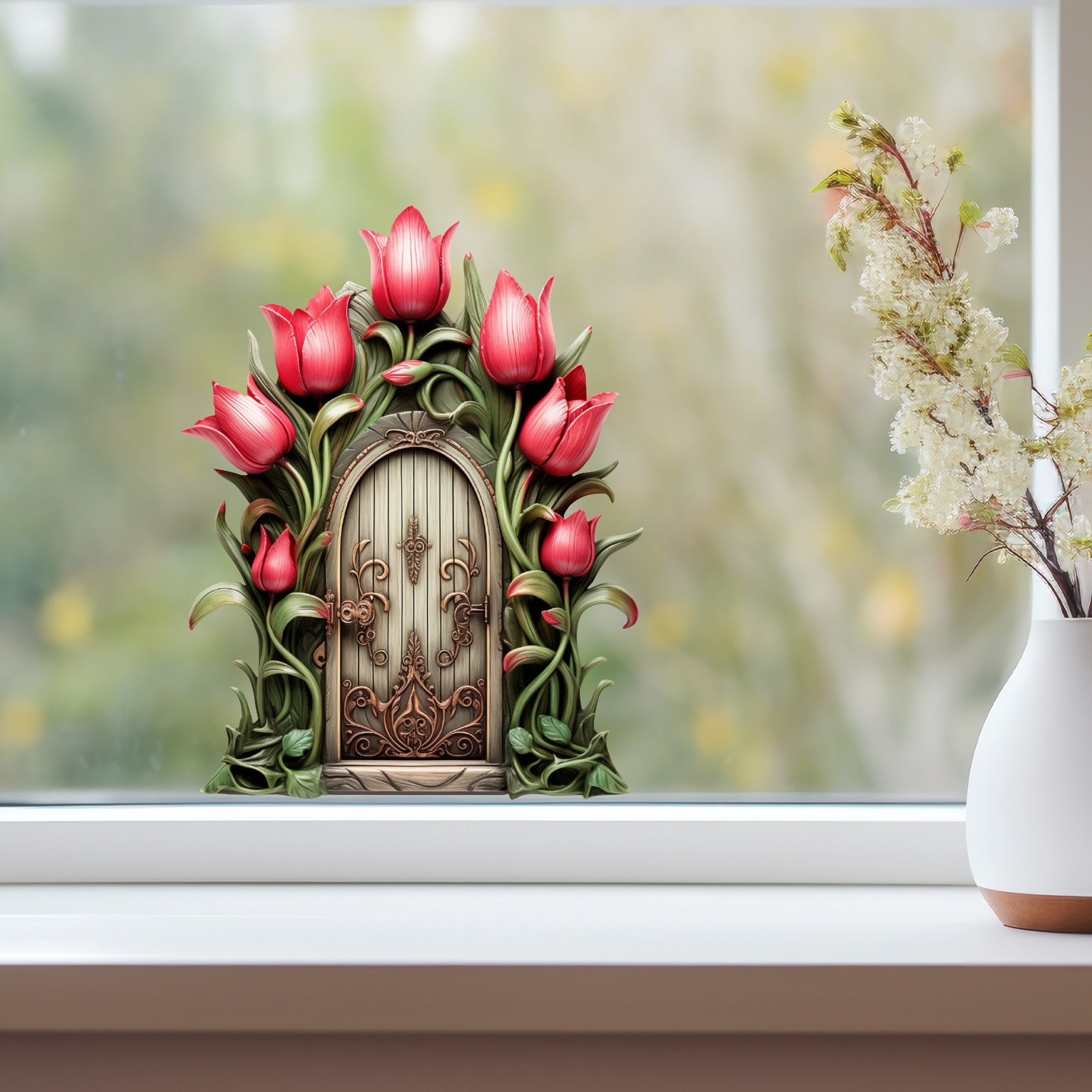Tulip Bloom Fairy Door Decal - Etsy