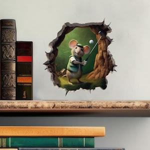 My Wonderful Walls Golfing Mouse Decal - 5" X 5" Vinyl Wall Sticker, Easy Peel & Stick, Made In USA - View #10
