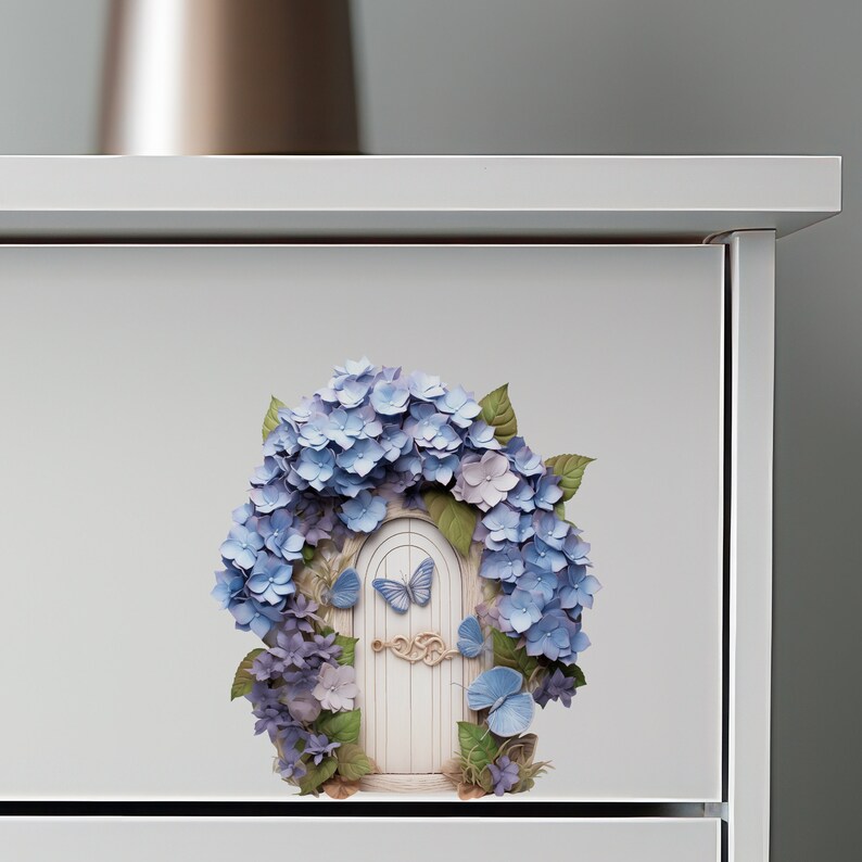 Hydrangea Fairy Door Decal - Etsy Australia