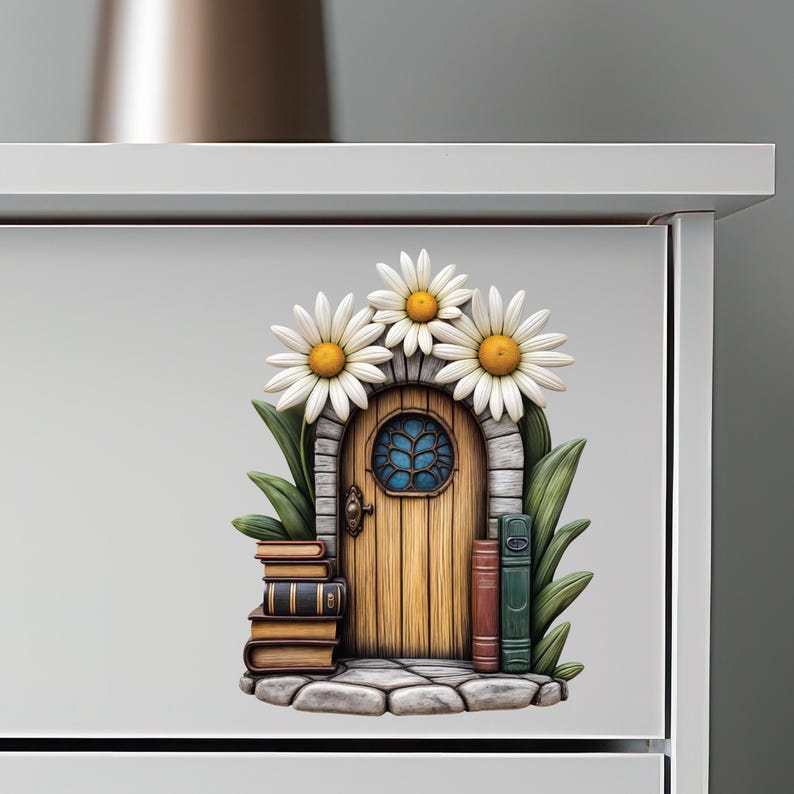 Daisy Book Lover Fairy Door Decal - Etsy