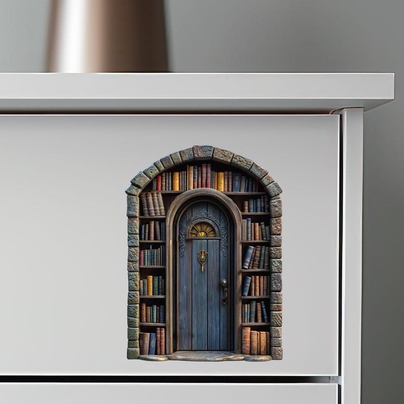 Stone Library Fairy Door Decal - Etsy
