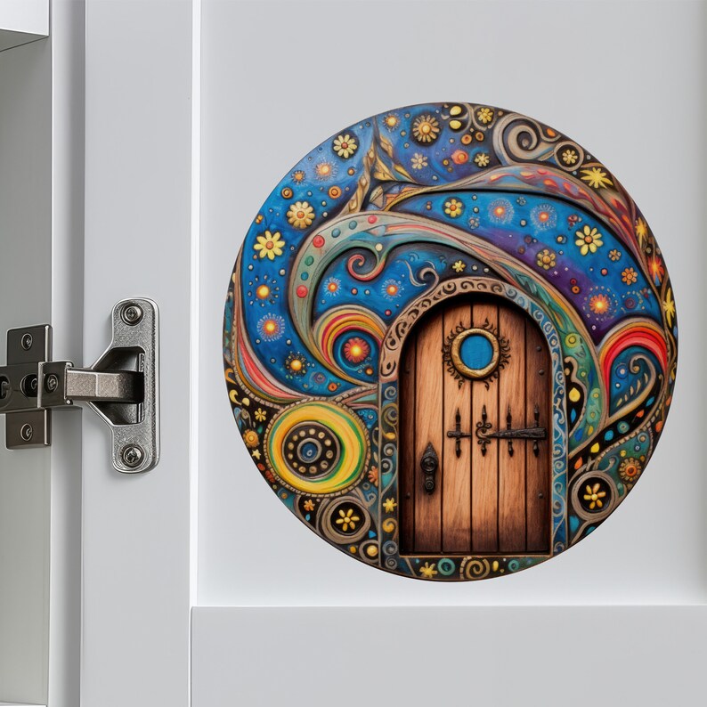 Starry Night Swirl Fairy Door Decal - Etsy