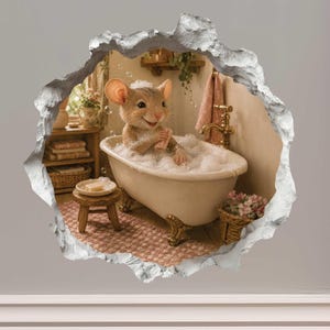 Bubble Bath Mouse Hole Decal by Wallington Mice
