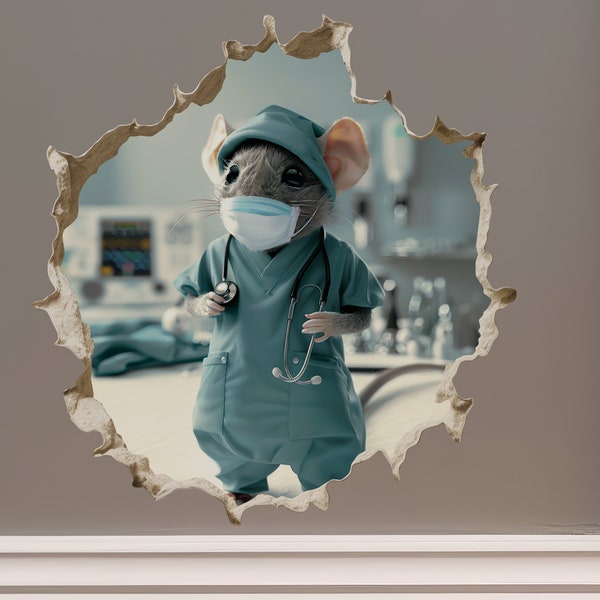 Doctor Surgeon Nurse Medical Mouse - Mouse Hole Wall Sticker