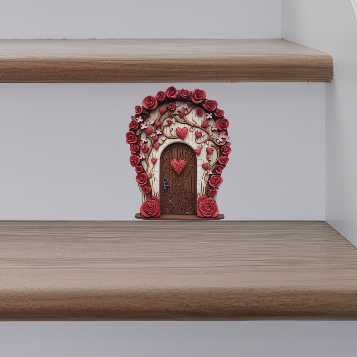 Romantic Roses Valentine's Day House - Fairy Door 3D Wall Sticker - Etsy