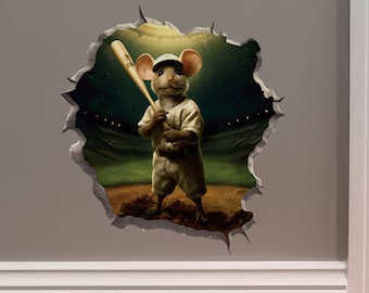 Calcomanía de agujero de ratón de béisbol
