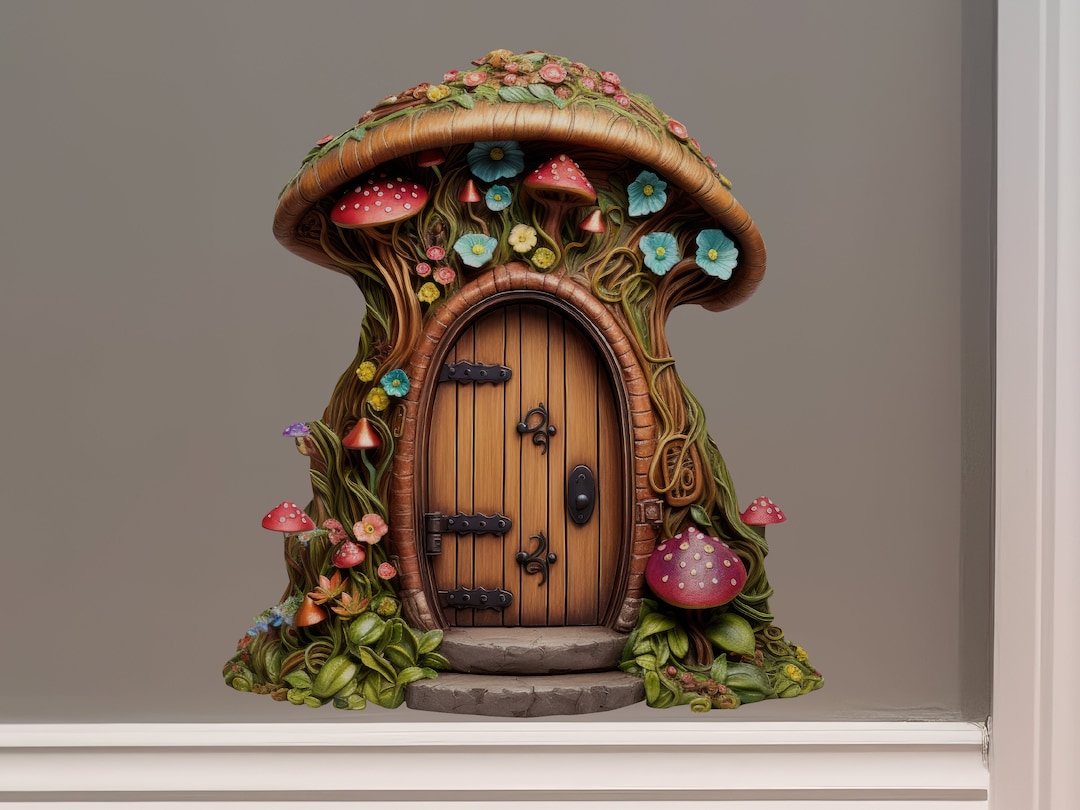 Mushroom Cottage Fairy Door Decal - Etsy