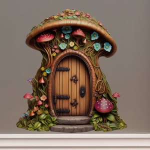 Mushroom Top Fairy Door - Fairy Door 3D Wall Sticker