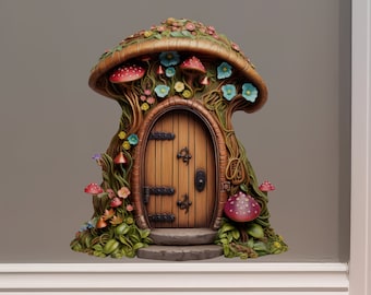 Mushroom Top Fairy Door - Fairy Door 3D Wall Sticker