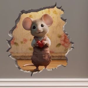 Naklejka na ścianę Myszka Kochanie w Mysiej Dziurze - Naklejka ścienna Mysia Dziura 3D