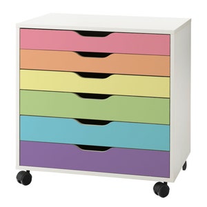 Pastel Rainbow Stripe Decal Set for IKEA Alex Drawer Unit (Furniture NOT Included)
