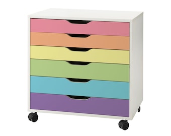 Pastel Rainbow Stripe Decal Set for IKEA Alex Drawer Unit (Furniture NOT Included)