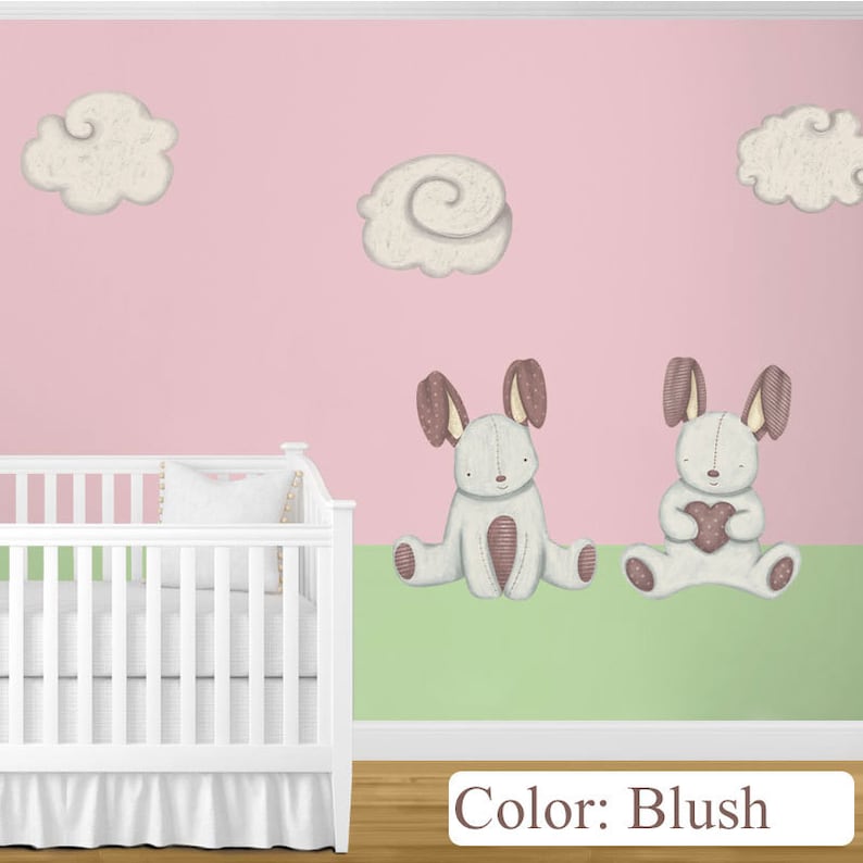 Giant Bunny Rabbit & Cloud Wall Stickers for Baby Nursery Etsy