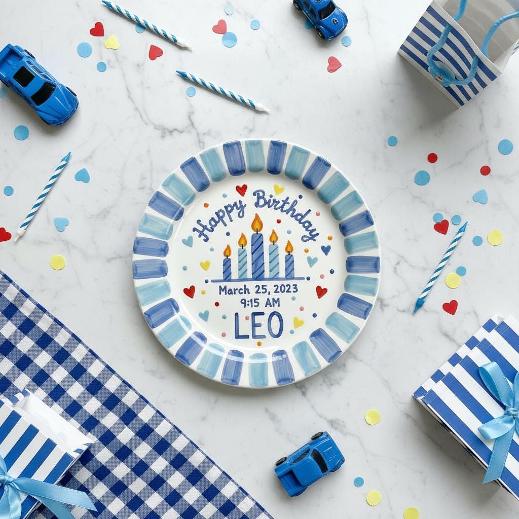 Custom Birthday Plate for Boy | Personalized Happy 1st Birthday Gift ...