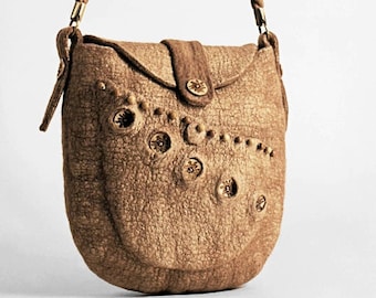 Felted Bag "Golden" (boho eco felted handbags buy)