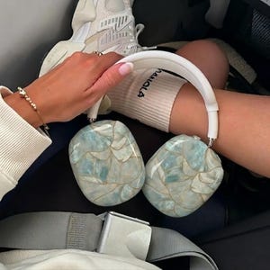 Blue Marble Wave AirPod Max Case | Personalized Ablone Mother of Pearls Pattern Headphone Covers