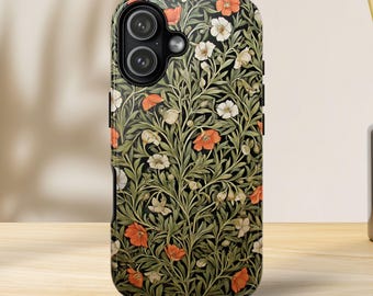 Cover per telefono in stile William Morris con motivo floreale vintage - Cover botanica cottagecore per iPhone 17