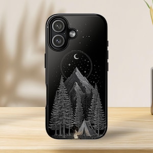 Midnight Campfire iPhone 17 Case - Minimalist Mountain Phone Cover