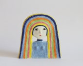 RainboWoman - ceramic flat sculpture - one of a kind