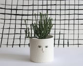 White textured ceramic cache-pot  - 3D nose