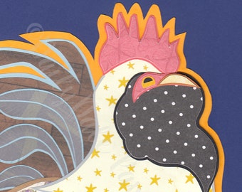 Faverolle Chicken Paper Illustration Art Print
