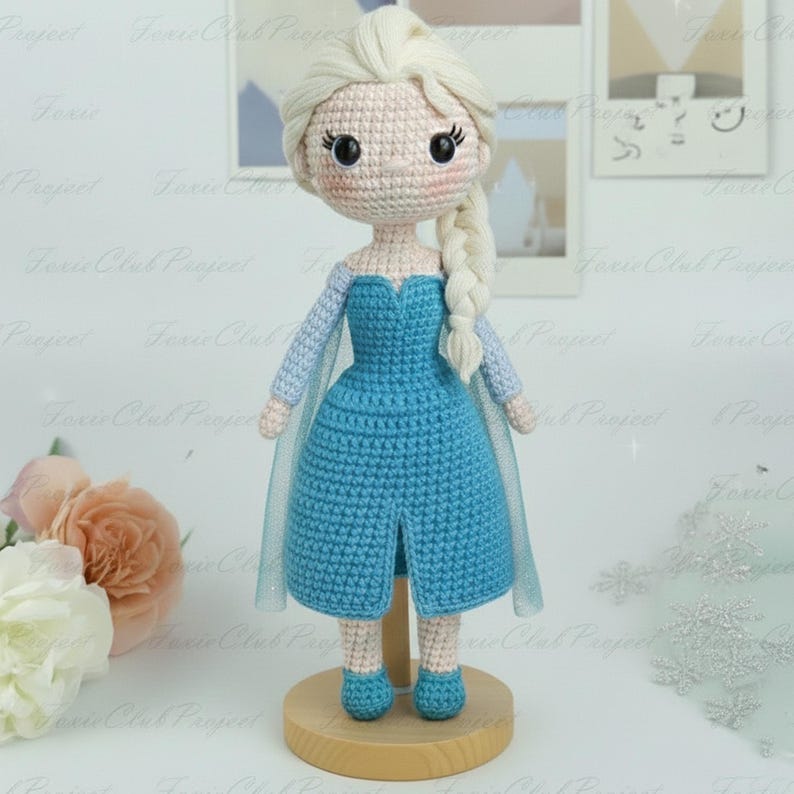 Ice Queen Collection Häkelpuppen, Märchen Elsa Amigurumi, Ice Princess Colectible Dolls, Perfektes handgemachtes Spielzeug für Geburtstagskindgeschenke Style 4