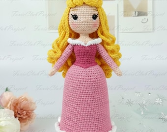 Dornröschen Prinzessin inspirierte Häkelpuppen, Märchen Aurora Amigurumi, Prinzessin Spielzeug Sammlerpuppen, perfektes handgemachtes Geburtstagsgeschenk