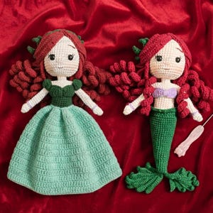 Kawaii Little Mermaid Inspired Crochet Dolls, Fairy Tales Princess Amigurumi, Crochet Ariel Stuffed, Collectible Doll Toy, Bling Version image 5