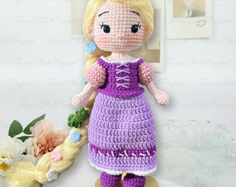 Inspirierte Rapunzel häkeln Puppe, Märchen Amigurumi, verlorene Prinzessin Puppen, süße Rapunzel Sammlerpuppe, perfekte Geschenke für Prinzessin Mädchen