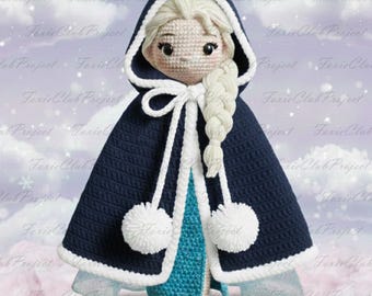 Ice Queen Inspired Crochet Dolls, Fairy Tales Elsa Amigurumi, Princess Colectible Dolls, Perfect Handmade Gifts For Birthday Girl, With Coat
