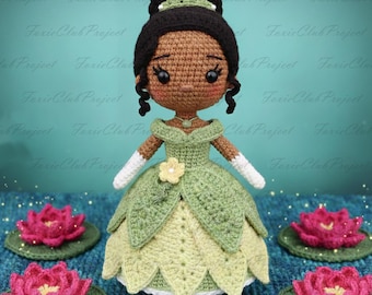 Frog Princess Inspired Crochet Dolls, Fairy Tales Tiana Amigurumi, Princess Toys Colectible Dolls, Perfect Handmade Gifts For Birthday Girl