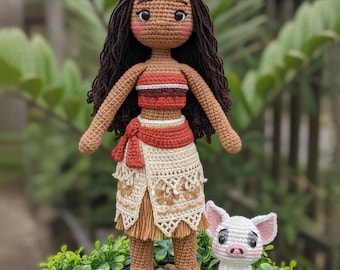 Moana Princes Inspired Crochet Dolls, Fairy Tales Moana Amigurumi, Princess Colectible Dolls, Perfect Handmade Gifts Birthday Girl, With Pua