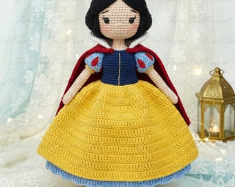 Schneewittchen inspirierte Häkelpuppen, Märchen Amigurumi, fairieste Prinzessinnenpuppen, niedliche Sammlerpuppe, perfekte Geschenke für Prinzessin