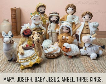 Heilige Familie Handmade häkeln, Krippe Amigurumi, Heilige Nacht häkeln, Treue katholische Puppe, Mutter Maria Baby Jesus Joseph 3 Könige