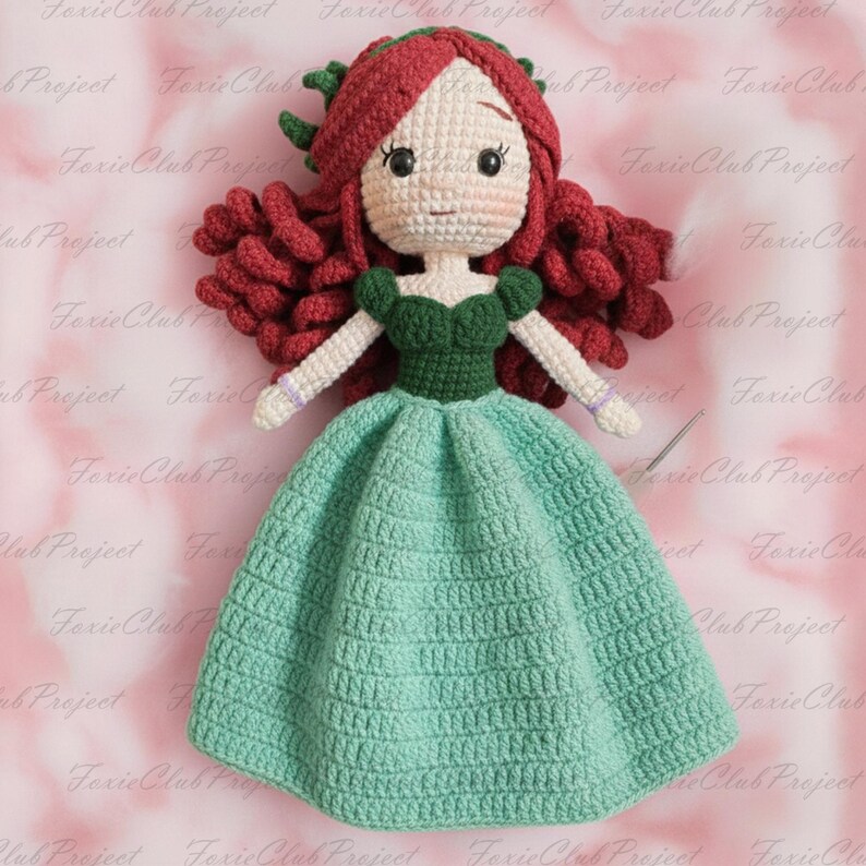 Kawaii Little Mermaid Inspired Crochet Dolls, Fairy Tales Princess Amigurumi, Crochet Ariel Stuffed, Collectible Doll Toy, Bling Version Princess