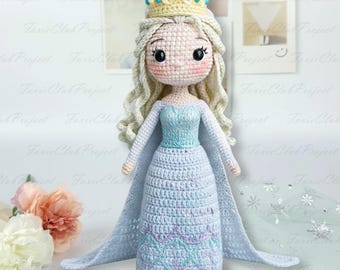 Elsa Queen Inspired Crochet Dolls, Fairy Tales Amigurumi, Ice Princess Colectible Dolls, Perfect Handmade Gifts For Birthday Girl Gifts